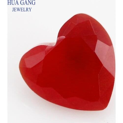 Red Matte Bottom Heart Shape Loose Glass Beads Synthetic Gems For Jewelry Size 3x3~12x12mm Free Shipping
