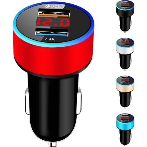 Universal Dual USB Car Charger DC 12-24 For IPhone Tablet Xiaomi Samsung S10 With LED Display Fast Charging Car-Charger