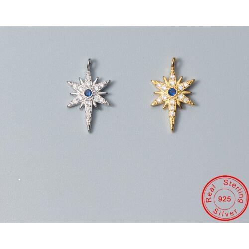 UQBing 925 Sterling Silver Cubic Zircon Glitter Star Charms Jewelry Making Fit Charm Bracelet Necklaces Gifts