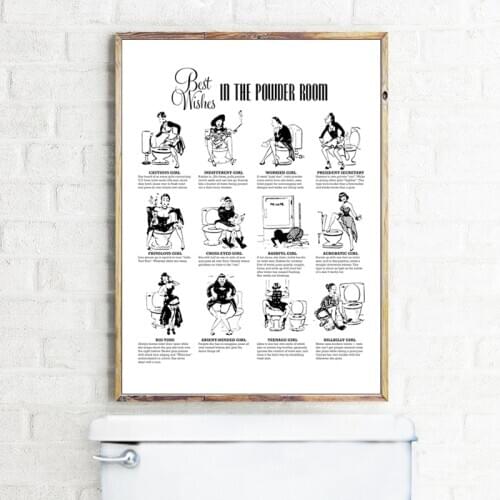 Vintage Toilet Etiquette Canvas Painting Black White Julie Andrews Funny Poster WC Sign Picture Prints Bathroom Wall Art Decor