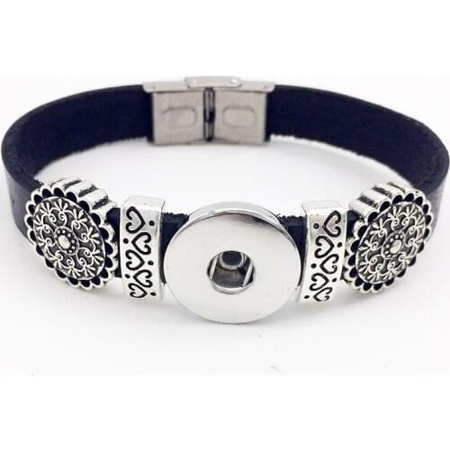 Hot Sale Retro Leather Snap Button Bracelet Bt200 (fit 18mm 20mm Snaps)