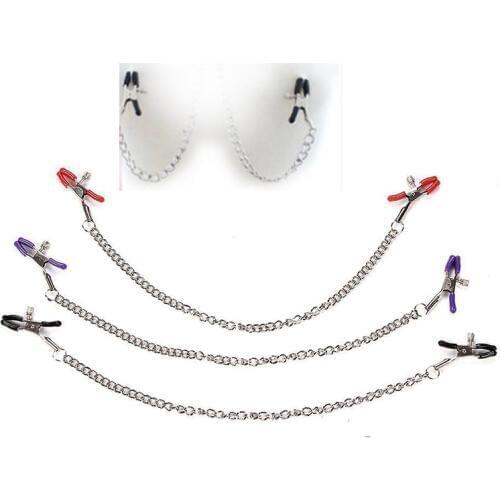 1 pair Stainless Steel Metal Chain Nipple Milk Clip Sex Slaves Nipple Breast Clamps Style Fetish BDSM games Sex Toys for Couples