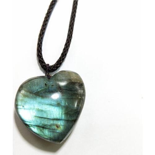 1PC Natural Labradorite Stone necklace multi Lucky heart pendant for Jewelry moonlight sea heart pendant