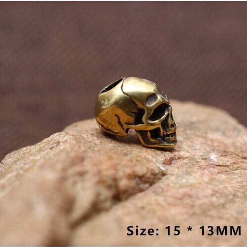 1PC Retro Brass Oxide Mini Skull EDC Paracord Beads Umbrella Rope Cord Lanyard Pendants Knife Beads Outdoor Knife Accessories
