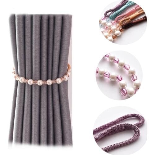 1pc Pearl Curtain Sling Simple Installation-free Curtain Buckle Rope Home Decoration Pearl Buckle Rope Curtain Accessories