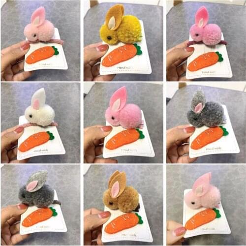 10set/lot Lovely Carrot Rabbit Hair Clip Cartoon Curly Wool Hair Rope Cute Kids Girls Children Festival Party Hair Accessories