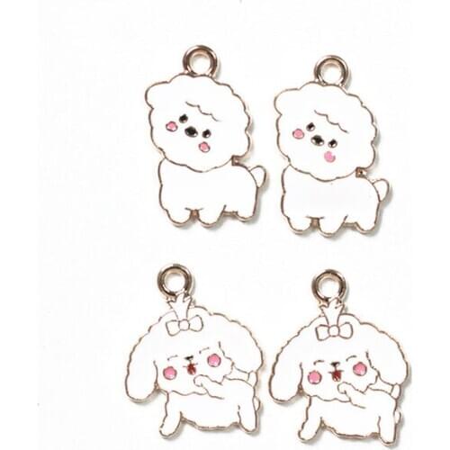 10pcs Alloy Oil Dripping Simple Cute Shy Dog Charms DIY Making Earrings Necklace Bracelet Jewelry Accessories New Fashion