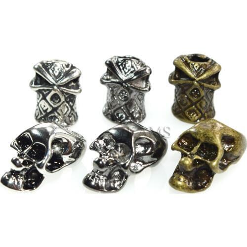 1000pcs Single Vertical Hole Metal Skull Beads for Paracord Knife Lanyards
