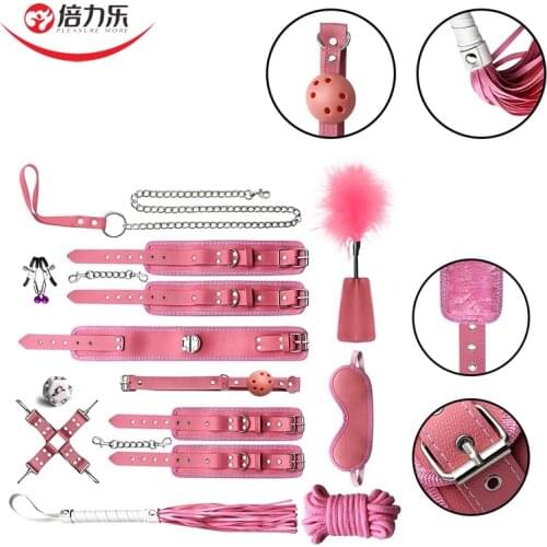 12PCS/Set SM Products Kits Sex Bandage Handcuffs Nipple Clamps Erotic Sex Toys for Couples Cosplay Bandage Fetish Restraint