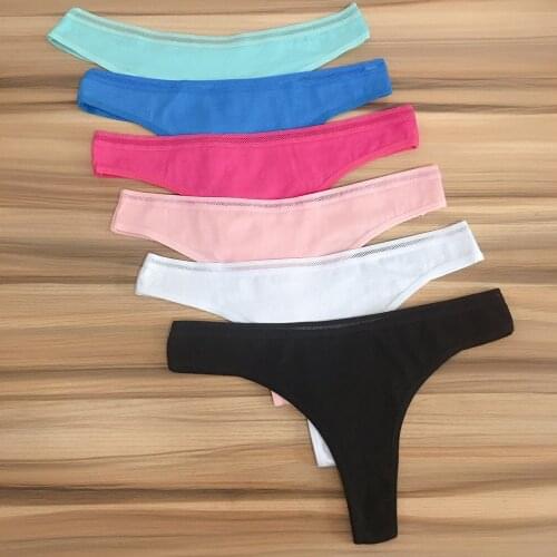12 Pieces a Pack Ladies Thong Panties Women Sexy G Strings Lingerie Culotte Femme Cotton Underwear For Female Pantys Solid Color