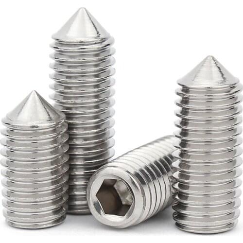 2/50pcs M2 M2.5 M3 M4 M5 M6 M8 M10 M12 DIN914 304 stainless steel Hex Hexagon Socket Cone Point Grub Set Screw Tapered End Bolt