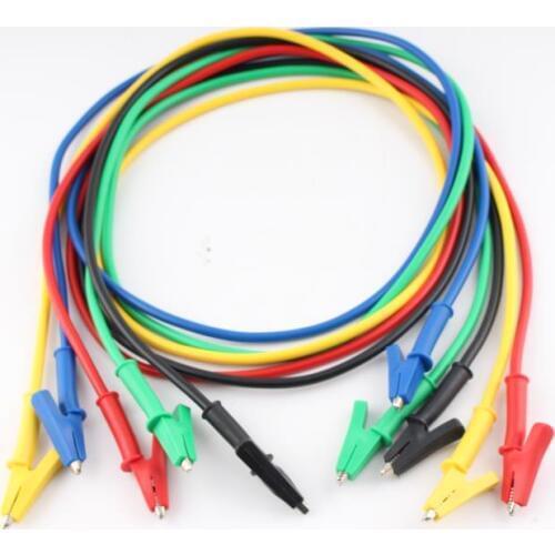 5pcs Multimeter Alligator Clips Electrical DIY Test Leads Alligator Clip Double-ended Test Crocodile Clips Jumper Wire Silicone