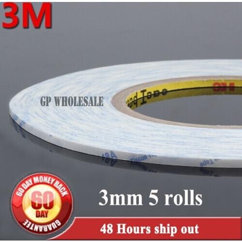 5x 3mm * 50M White Double Sided Adhesive Tape Bond for Mobilephone LCD /Touch Pannel /Display /Screen Housing /Case Cable Repair