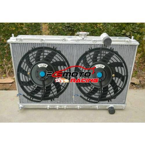 Aluminum Radiator + FANS For Mitsubishi Lancer CC Evolution EVO 1 2 3 CD9A CE9A 4G63T 2.0L Coupe 1992-1996 EVO1 EVO2 EVO3