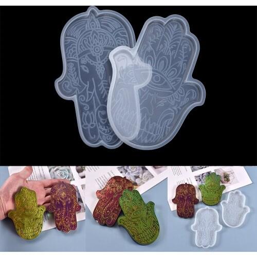 1Pcs Fatima Gods Hand Palm Dish Plate Storage Tray Silicone Mold Handmade Epoxy Resin Molds For DIY Decor Jewelry Making Tool