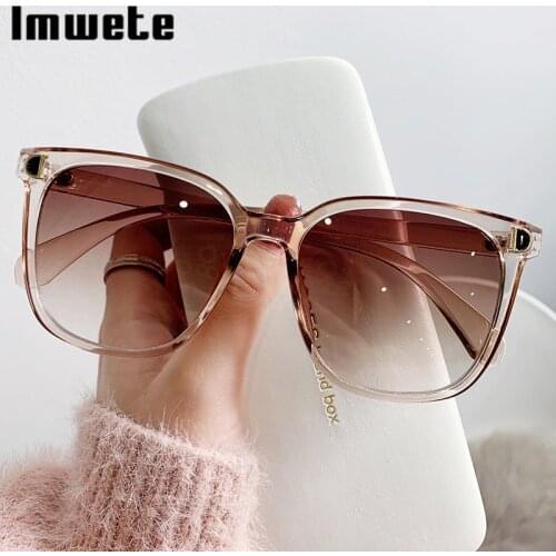 Imwete 2021 Fashion Oversized Sunglasses Women Men Square Sunglasses Luxury Brand Design Vintage Pink Green Eyewear Sexy Female