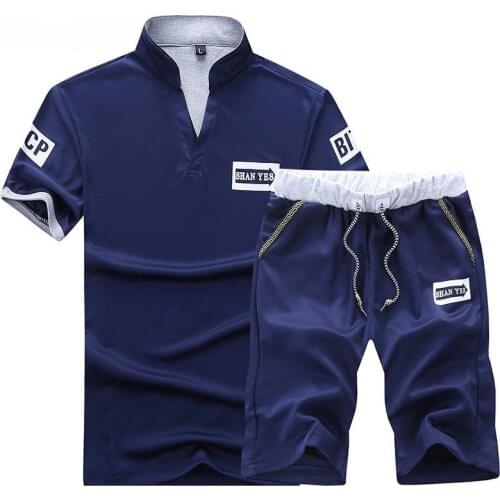 Summer 2021Two Piece Set Men Short Sleeve T Shirt Cropped Top Shorts Mens Tracksuits Design Fashion T-shirt Tracksuit Set New