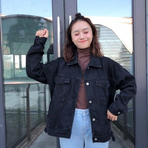 Jacket Women Black Denim Jacket Winter Jeans Coat Casual Harajuku Streetwear Female Vintage Jeans Coat