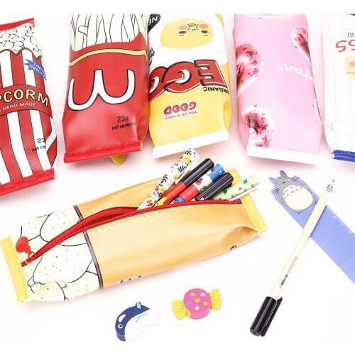 Cute Funny Snacks Style PU Multifunctional Pen Pencil Case Case School Office Supply Student Stationery Kid Gift