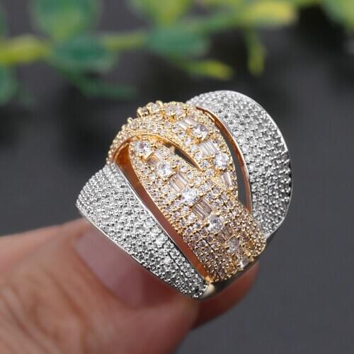Bride Talk Luxury 4 Layers Twist Bold Rings Cubic Zirconia Stones 2021 Women Engagement Party Jewelry High Quality Ring Gift