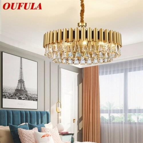 OUFULA Hanging Chandeliers Crystal Modern Luxury LED Lighting Home Decorative Fixtures For Living Room Dining Room Villa Duplex