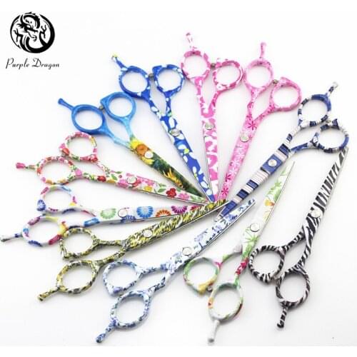 5.5 inch Haircutting Lady Girls Floral Hot Shears Straight Razor Professional Scissors Hair Cutting Makas for Women Beauty