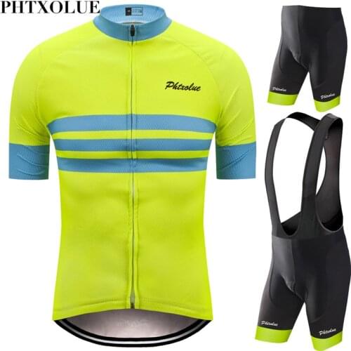 Phtxolue Cycling Set Men Cycling Clothing Bike Clothing Breathable Anti-UV Bicycle Wear Kit Suit Cycling Jersey Sets