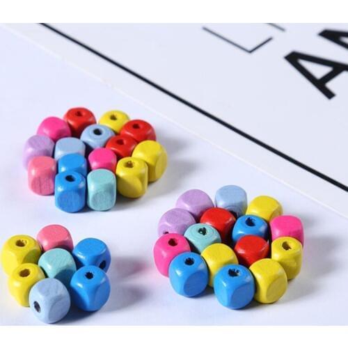 Colorful Wood Square DIY loose Beads Jewelery Findings DIY Childrens Bead Material 6/8/10mm y1273
