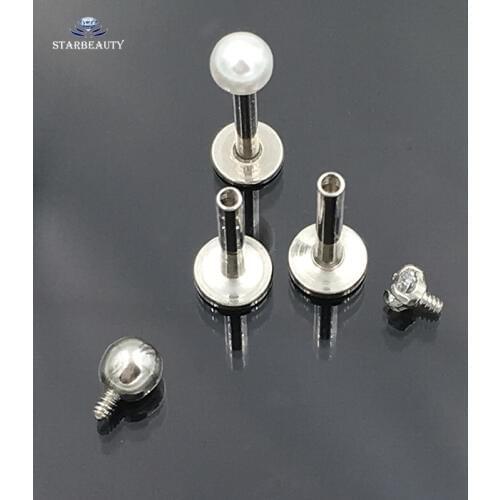 Certificated! 3Pcs/Lot 316L Surgical Steel Lip Piercing Earring 1.2*8mm Bar Simulated-pearl Gem Labret Lip Stud Body Jewelry