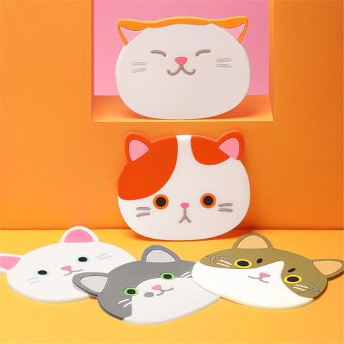 1pcs Cartoon Cat Silicone Coaster Heat-resistant Placemats Household Mats Office Desk Decoration Supplies Kawaii Desk Mats
