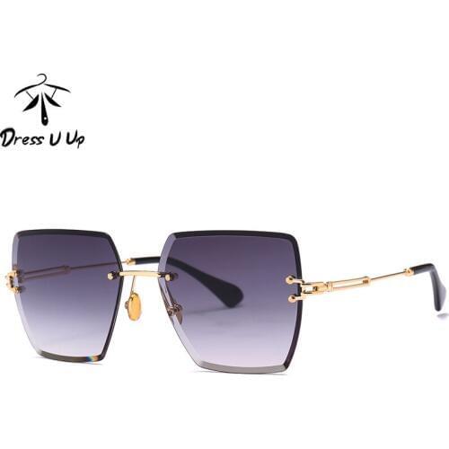 DRESSUUP High Quality Trimming Rimless Sunglasses Women Brand Designer Alloy Ladies Sun Glasses Eyewear Oculos Femininos