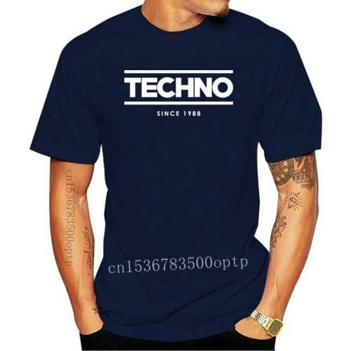 TECHNO SINCE 1988 PRINTED MENS BLACK T-SHIRT CLUB EST CLASSIC MUSIC DETROIT TEE