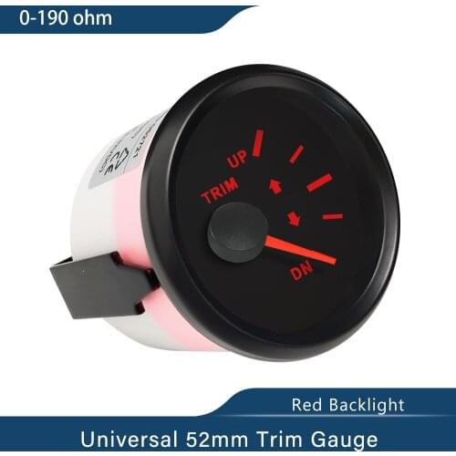 New 52mm Waterproof Marine Trim Gauge Meter UP-DN Inboard Outboard Engine 0-190ohm Signal 12V 24V With Red Backlight