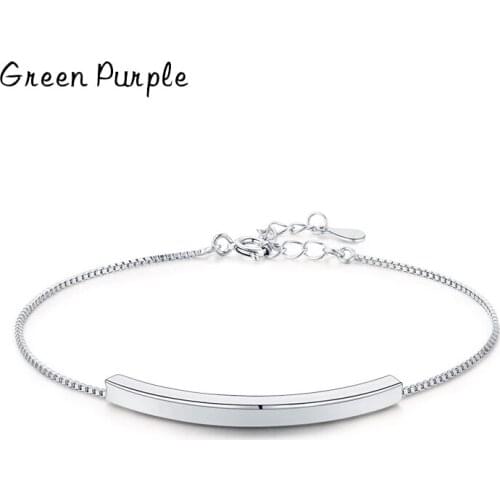 Real 925 Sterling Silver Geometric Smooth Chain Bracelet For Women Girls Charm Fine Jewelry Accessories 2021 Fashion Bracelet