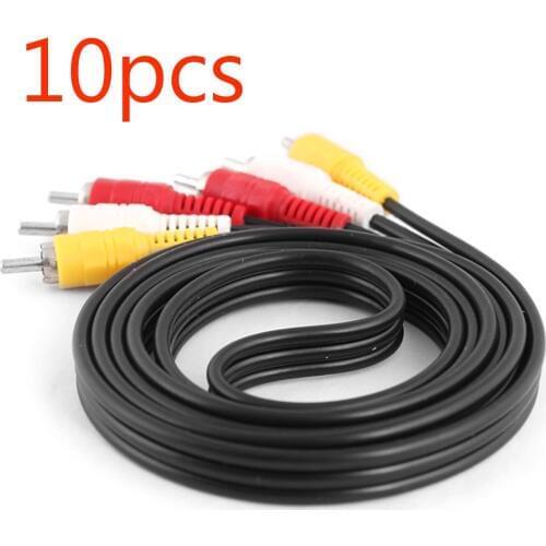 10pcs AV CABLE 3 RCA Male AUDIO VIDEO Cord Composite Yellow/Red/White TV DVD