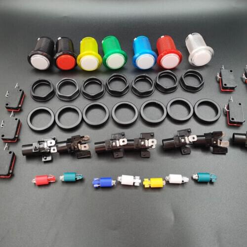 10pcs arcade button illuminated chrome plated 12v LED button with5V/12V Power Button Switch Set Green/Yellow/Red/White/Blue