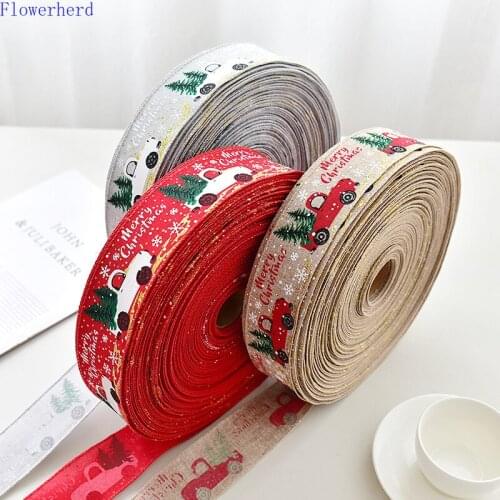 2 Meters Christmas Gift Ribbon Gift Wrapping Satin Ribbon Colorful Letters Cartoon Pattern Diy Ribbon Christmas Decorations