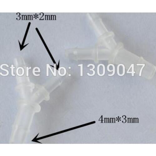 50pcs/lot Plastic ink tube connector Eco solvent printer tube connector 4X3mm to 3X2mm Mutoh Roland Mimaki Y shaped connectors