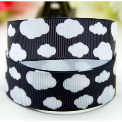 7/8'' 22mm,1" 25mm,1-1/2" 38mm,3" 75mm Cloud Cartoon Printed grosgrain ribbon party decoration 10 Yards X-01655
