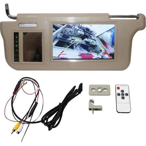 7 Inch Car Sun Visor Mirror Screen LCD Monitor DC 12V Beige Interior Mirror Screen for AV1 AV2 Player Camera
