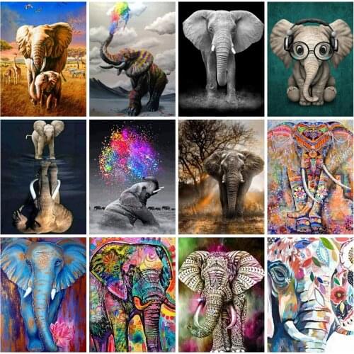 AZQSD Paint By Number Elephant Hand Paint On Canvas Acrylic Coloring By Numbers Animal Home Decor Modern Wall Art Diy Gift