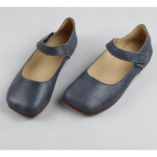 Womens Flats Square toe Womens Ballet Flats 100% Genuine Leather Loafers Flat Female Shoes Summer Ballerinas
