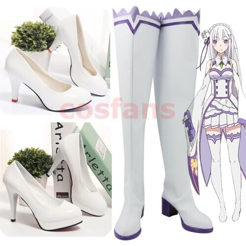 Anime Re Zero Kara Hajimeru Isekai Seikatsu Emilia Cosplay Shoes Boots Women Emilia Dress cosplay costumes For Halloween Party