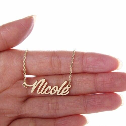 Cursive Nicole Name Pendant Necklace for Women/Girl Gold Color Stainless Steel Popular Nameplate Charm Letters Jewelry NL2411