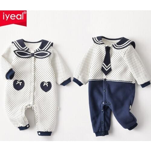 IYEAL Princess Gentleman Baby Romper For 0-2y Long Sleeve Turn-down Collar Baby Girl Jumpsuit Baby Boys Outfit Birthday Clothing