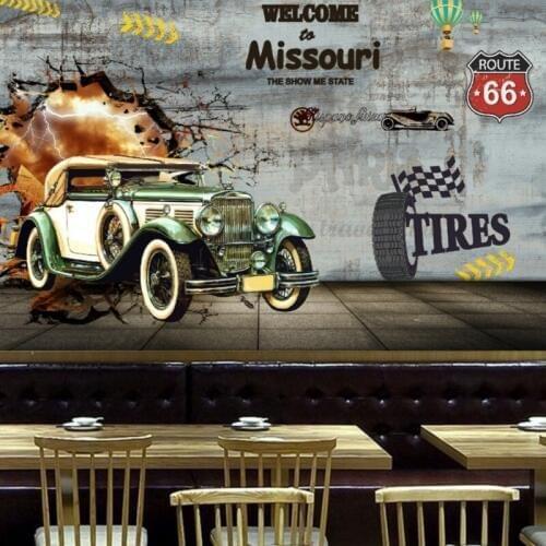 Dropshipping Colomac Nordic Wallpaper Retro Classic Car mural 3d vintage wallpaper for walls Living Room 3d papel de parede