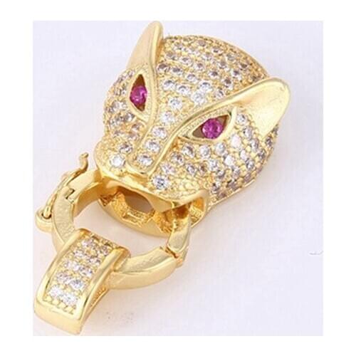 Fine Jewelry Connection & Clasps Leopard Head With CZ Beads Paved Jewellery Findings Fit For Necklace Bracelet Making