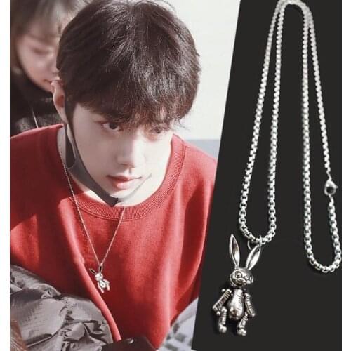 Wang Yibo Xiao Zhan Celebrity Inspired Smart Limbs Activity Bunny Cold Wind Net Red Necklace Necklace Sweater Chain