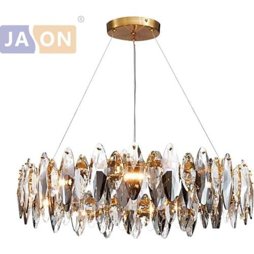 E14 LED Postmodern Stainless Steel Crystal Designer Chandelier Hanging Lamp Lighting Lustre Chandelier Lighting For Foyer