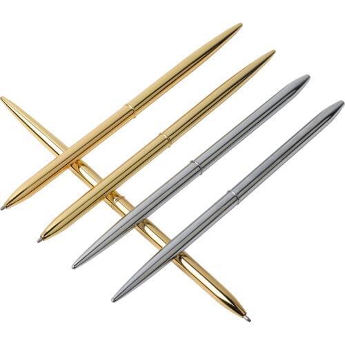 3PCS Metal Ballpoint Pen Bank Hotel Promotional Pens Slender Rotating with Penholder 0.7mm Gel Pen for Office & School Supplies